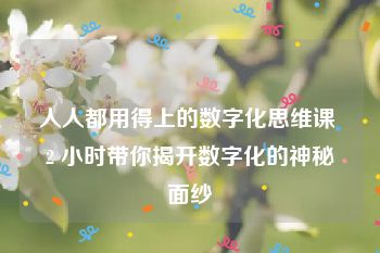 人人都用得上的数字化思维课 2 小时带你揭开数字化的神秘面纱