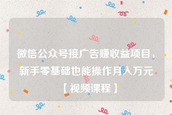 微信公众号接广告赚收益项目，新手零基础也能操作月入万元【视频课程】