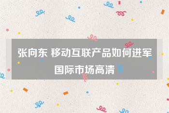 张向东 移动互联产品如何进军国际市场高清