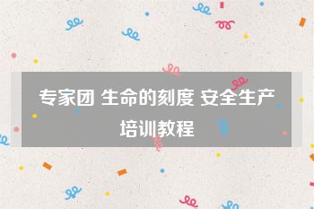 专家团 生命的刻度 安全生产培训教程