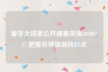 量学大讲堂公开课姜灵海20200727 把握反弹强弱转折点