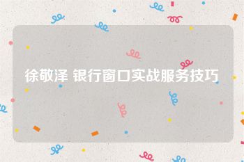 徐敬泽 银行窗口实战服务技巧