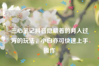 三心笔记抖音隐藏着的月入过万的玩法，小白亦可快速上手操作