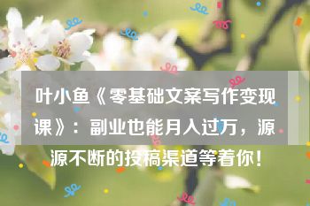 叶小鱼《零基础文案写作变现课》：副业也能月入过万，源源不断的投稿渠道等着你！