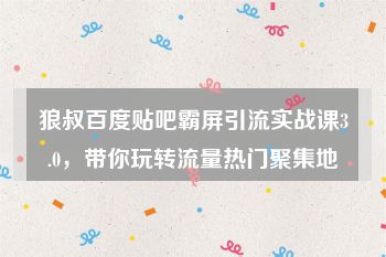 狼叔百度贴吧霸屏引流实战课3.0，带你玩转流量热门聚集地