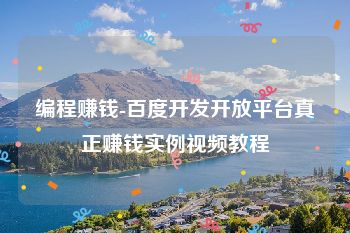 编程赚钱-百度开发开放平台真正赚钱实例视频教程