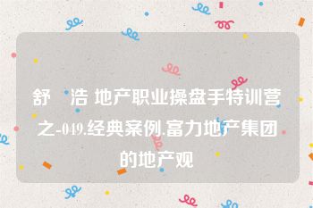 舒　浩 地产职业操盘手特训营之-049.经典案例.富力地产集团的地产观
