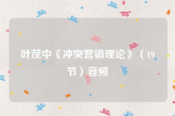 叶茂中《冲突营销理论》（19节）音频