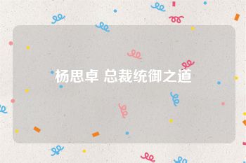 杨思卓 总裁统御之道