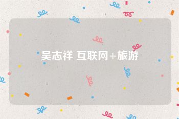 吴志祥 互联网+旅游
