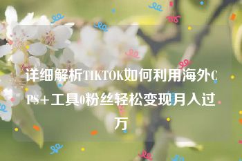 详细解析TIKTOK如何利用海外CPS+工具0粉丝轻松变现月入过万