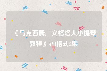 《马克西姆．文格洛夫小提琴教程》AVI格式2集