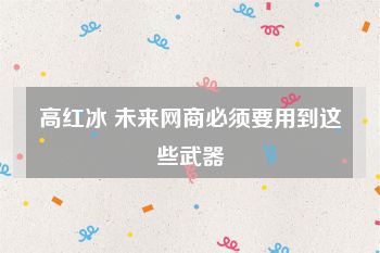 高红冰 未来网商必须要用到这些武器