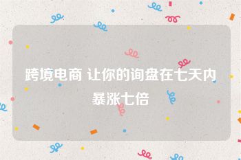 跨境电商 让你的询盘在七天内暴涨七倍