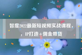 智度2022最新短视频实战课程，，IP打造+佣金带货