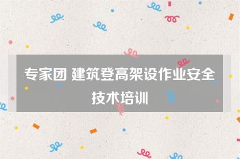 专家团 建筑登高架设作业安全技术培训