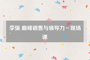 李强 巅峰销售与领导力－现场课