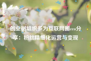 创业树组织多为互联网圈ceo分享：粉丝精细化运营与变现