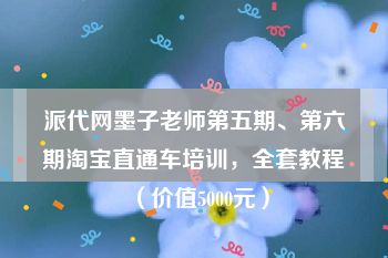 派代网墨子老师第五期、第六期淘宝直通车培训，全套教程（价值5000元）