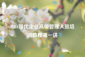 MBA现代企业高级管理人员培训教程第一讲