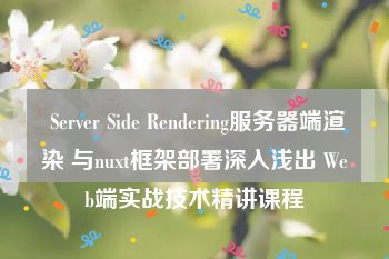  Server Side Rendering服务器端渲染 与nuxt框架部署深入浅出 Web端实战技术精讲课程