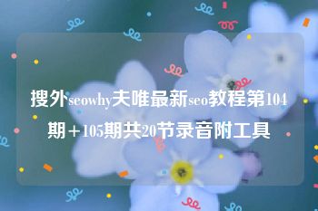 搜外seowhy夫唯最新seo教程第104期+105期共20节录音附工具