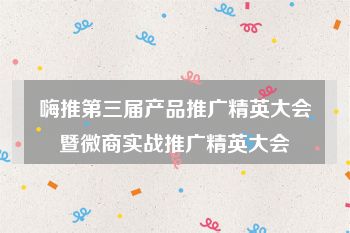 嗨推第三届产品推广精英大会暨微商实战推广精英大会