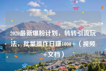 2020最新爆粉计划，转转引流玩法，批量操作日赚1000+（视频+文档）