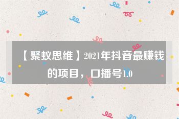 【聚蚁思维】2021年抖音最赚钱的项目，口播号1.0