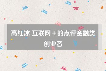 高红冰 互联网＋的点评金融类创业者