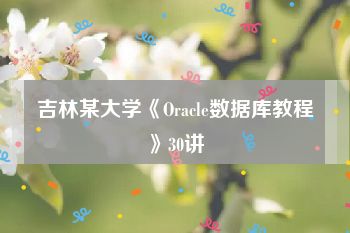 吉林某大学《Oracle数据库教程》30讲