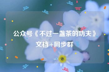 公众号《不过一盏茶的功夫》文档+同步群