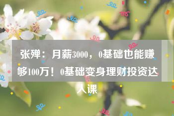 张殚：月薪3000，0基础也能赚够100万！0基础变身理财投资达人课