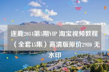 逐鹿2014第5期VIP 淘宝视频教程（全套15集）高清版原价2980 无水印