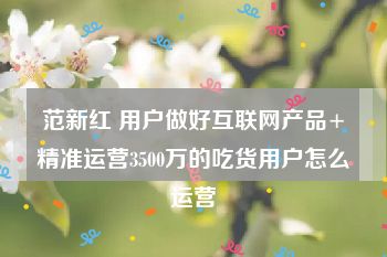 范新红 用户做好互联网产品+精准运营3500万的吃货用户怎么运营