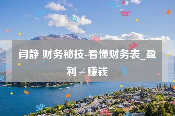 闫静 财务秘技-看懂财务表_盈利≠赚钱