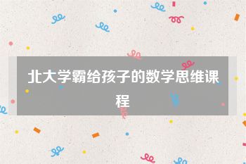 北大学霸给孩子的数学思维课程