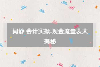 闫静 会计实操-现金流量表大揭秘