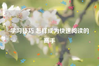 学习技巧 怎样成为快速阅读的高手