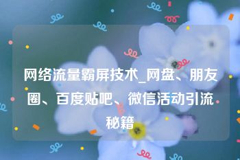 网络流量霸屏技术_网盘、朋友圈、百度贴吧、微信活动引流秘籍