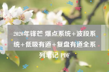 2020年锋芒 爆点系统+波段系统+低吸有道+复盘有道全系列笔记 PDF